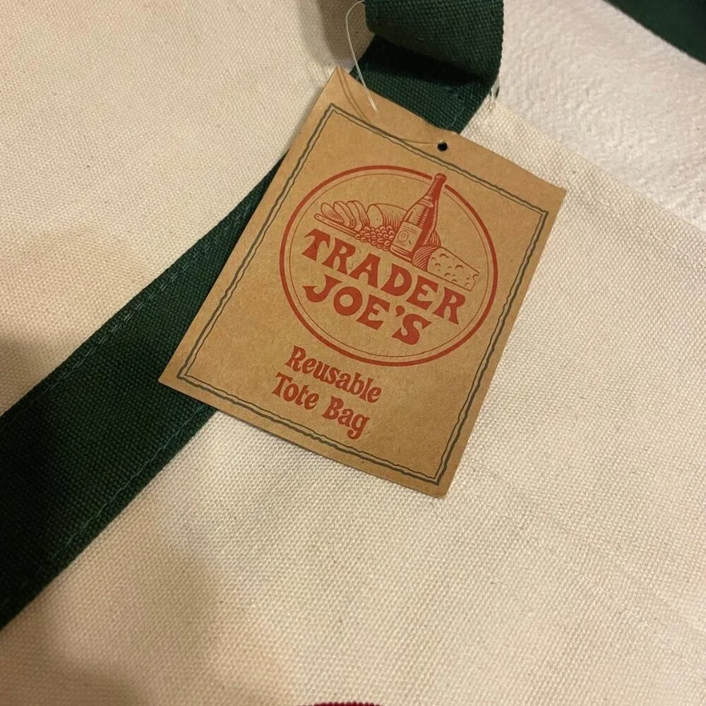 New with Tags! Set of 2: GREEN - Trader Joe's Large & Mini Canvas Totes - Picture 5 of 14